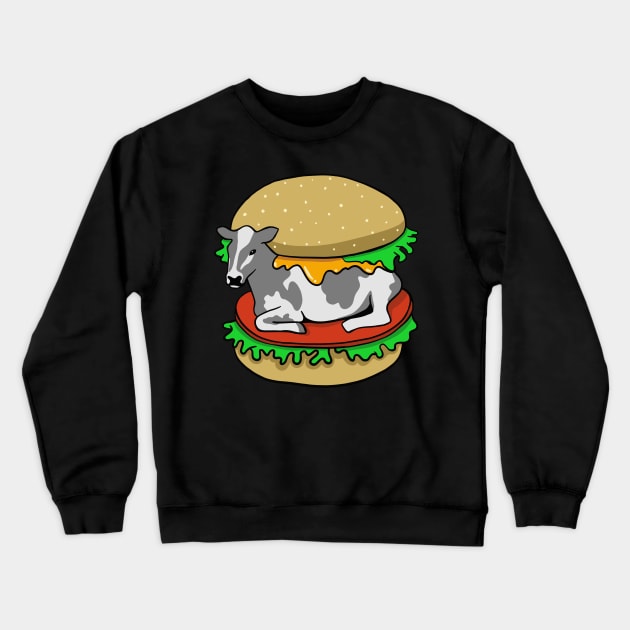 Vegan Burger Cow - Meat Free Eat Plants Crewneck Sweatshirt by isstgeschichte